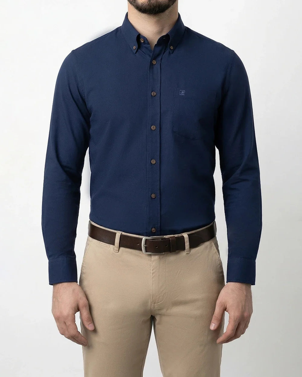 OX-0000901 Camisa de vestir slim fit oxford bambú stretch azul