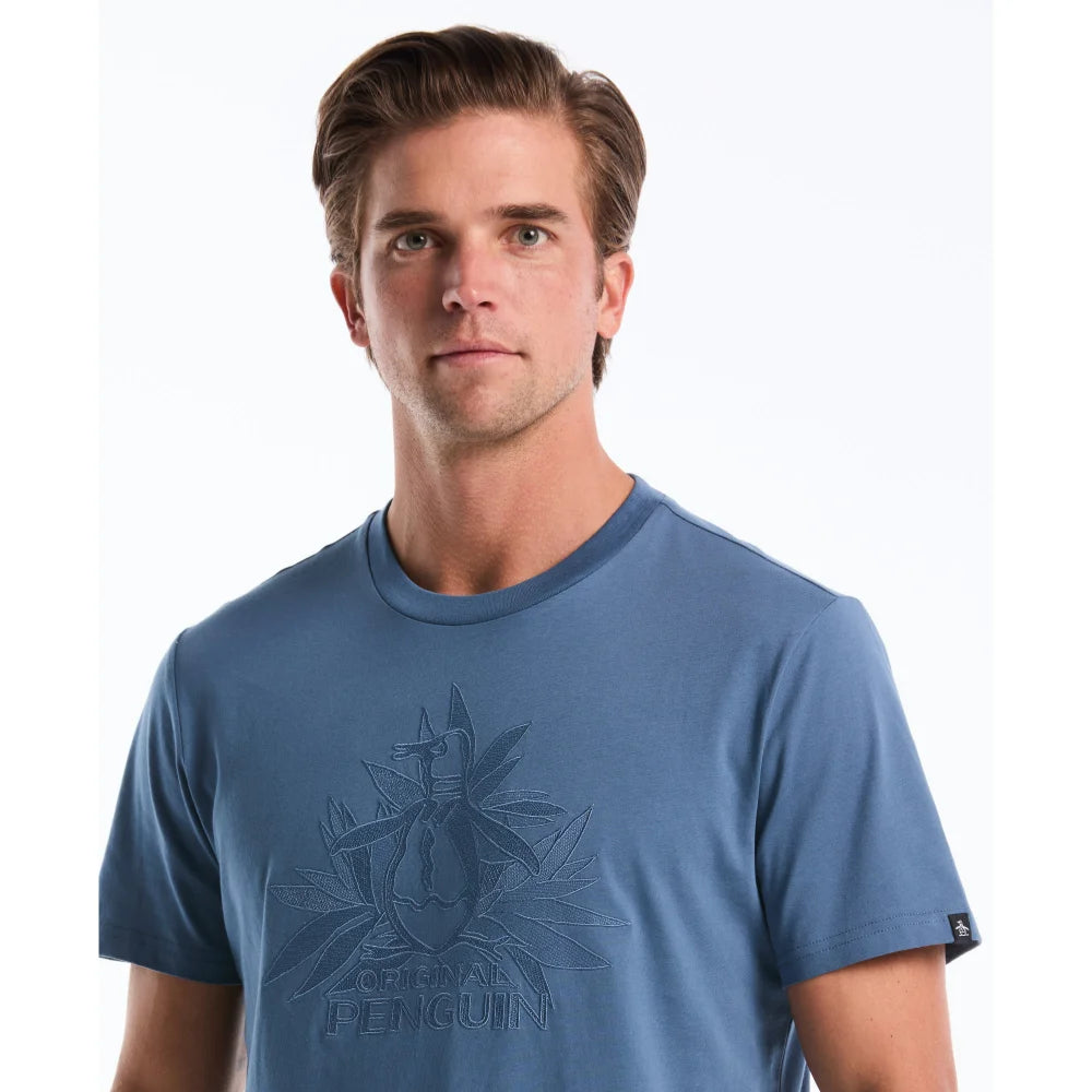 GK-R2654443 T-SHIRT MODA CUELLO REDONDO SLIM FIT AZUL CON LOGO
