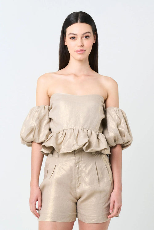 1039154 Camisa Elios en lino para mujer silueta cropped