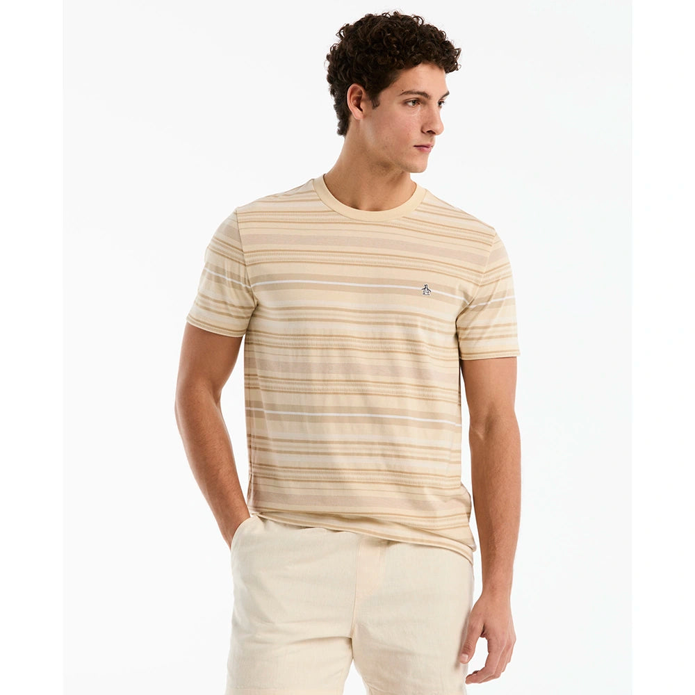 GK-M2609273 CAMISETA DE MANGA CORTA DE JACQUARD DE ALGODÓN CON RAYAS DISCONTINUAS