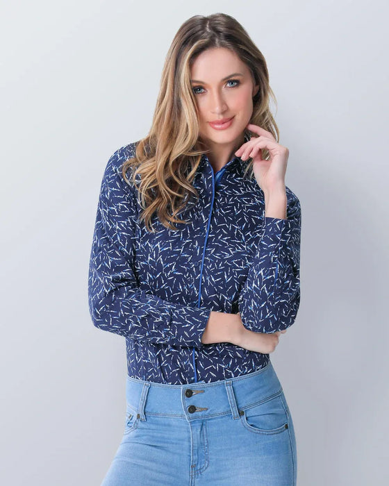 Blusa camisera estamapado azul