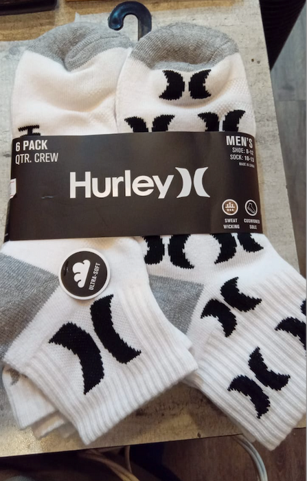 Calcetines de hombre Hurley 6PK blancos —