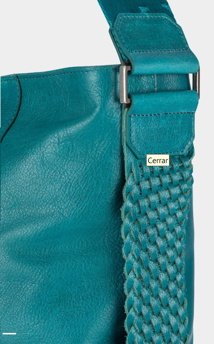 CARTERA VENUS DE CUERO PARA MUJER DETALLE TEJIDO EN LATERAL