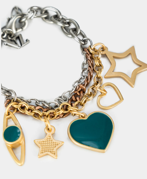 PULSERA PARA MUJER EN CADENA DIJES COLORIDOS