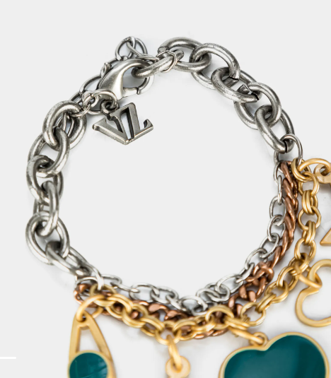 PULSERA PARA MUJER EN CADENA DIJES COLORIDOS