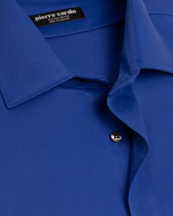 Camisa de vestir total comfort slim fit manga larga azul pavo