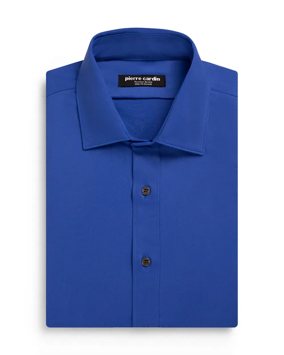 Camisa de vestir total comfort slim fit manga larga azul pavo