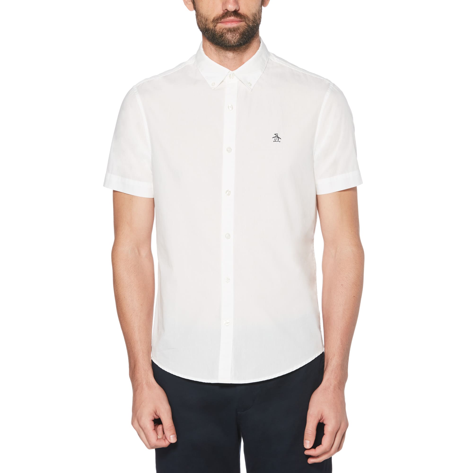 CAMISA BASICA LISA POPELINA MANGA CORTA