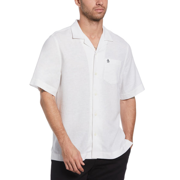CAMISA MODA LISA LINO MANGA CORTA