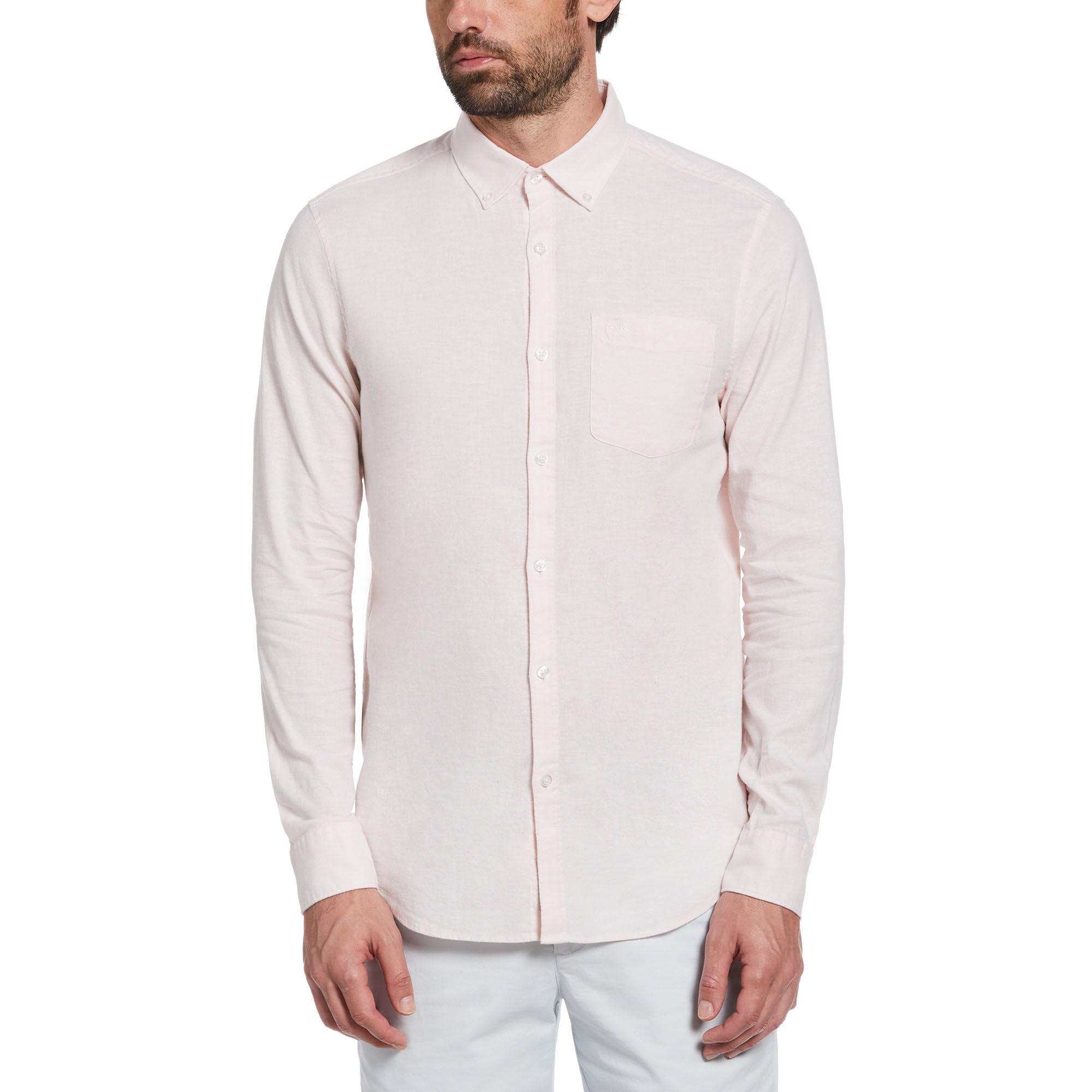 CAMISA MODA LISA LINO MANGA LARGA