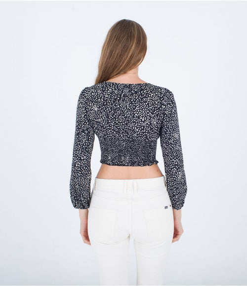 BLUSA MANGA LARGA CON CINTURA FRUNCIDA