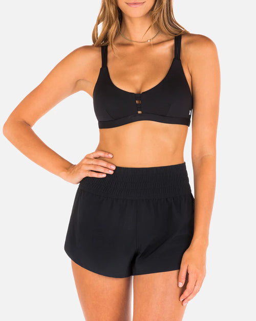 SHORT BAÑADOR LISO CON CINTURA ALTA HURLEY