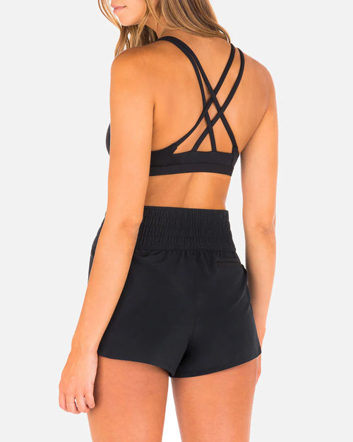 SHORT BAÑADOR LISO CON CINTURA ALTA HURLEY