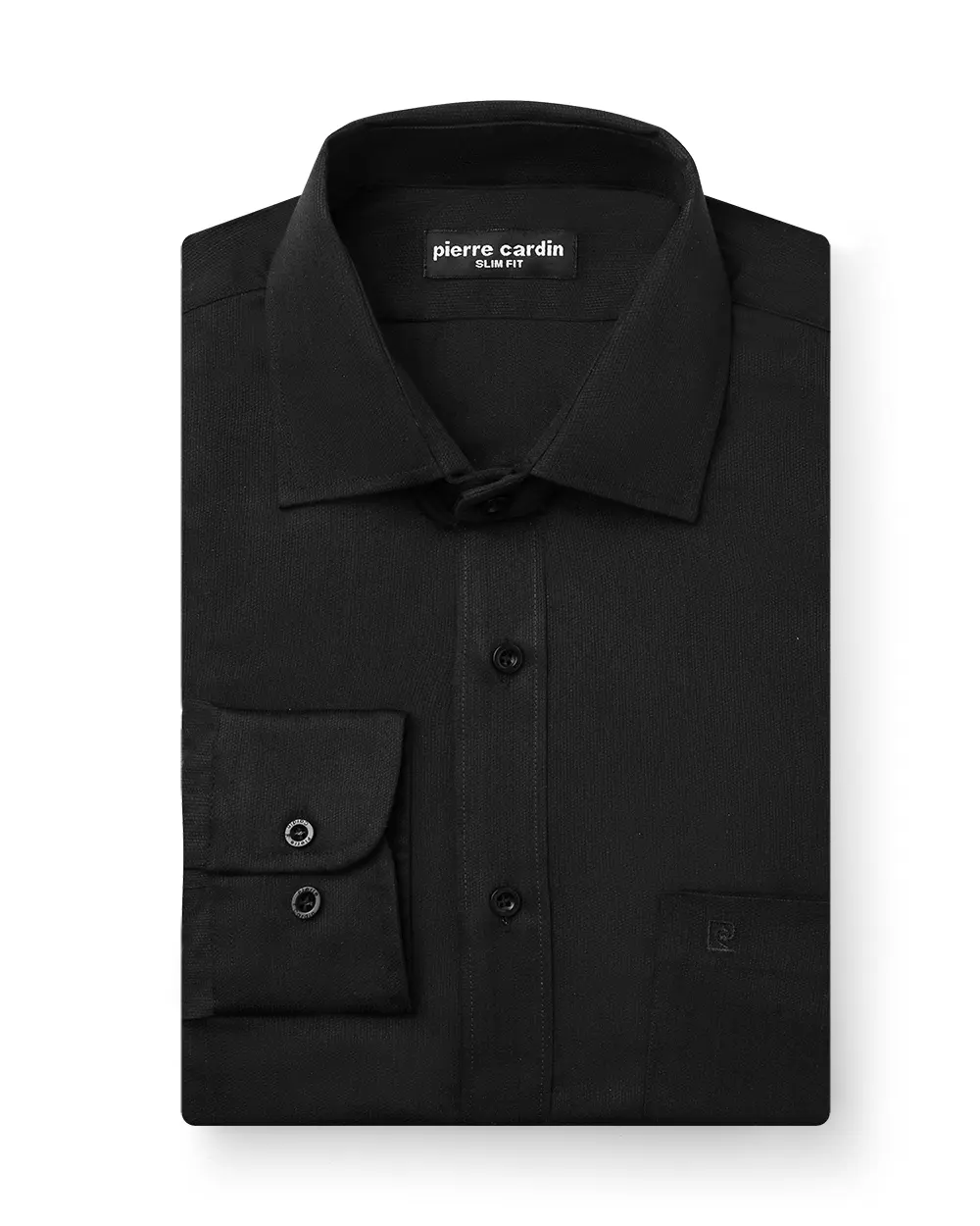 Camisa de vestir slim fit piqué negro