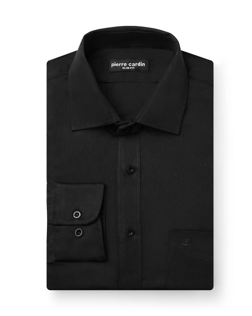 Camisa de vestir slim fit piqué negro