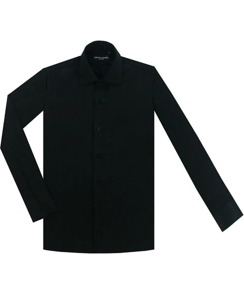 Camisa de vestir slim fit piqué negro