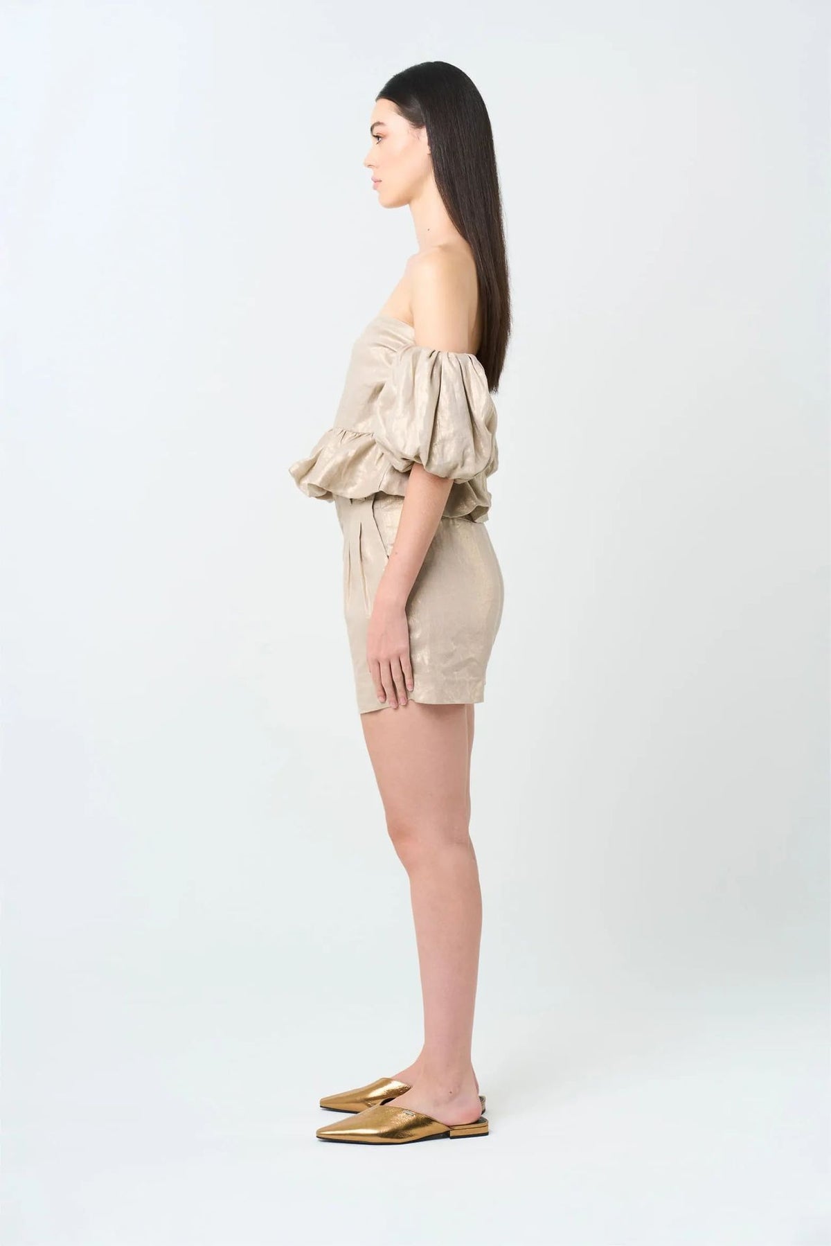 1039154 Camisa Elios en lino para mujer silueta cropped