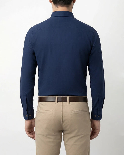 OX-0000901 Camisa de vestir slim fit oxford bambú stretch azul