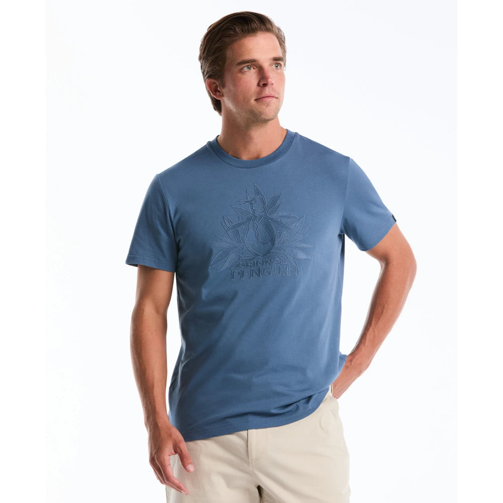 GK-R2654443 T-SHIRT MODA CUELLO REDONDO SLIM FIT AZUL CON LOGO