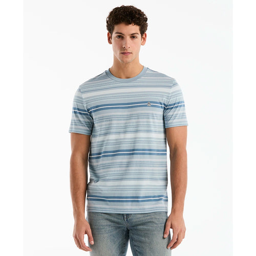 GK-M2609468 CAMISETA DE MANGA CORTA DE JACQUARD DE ALGODÓN CON RAYAS DISCONTINUAS