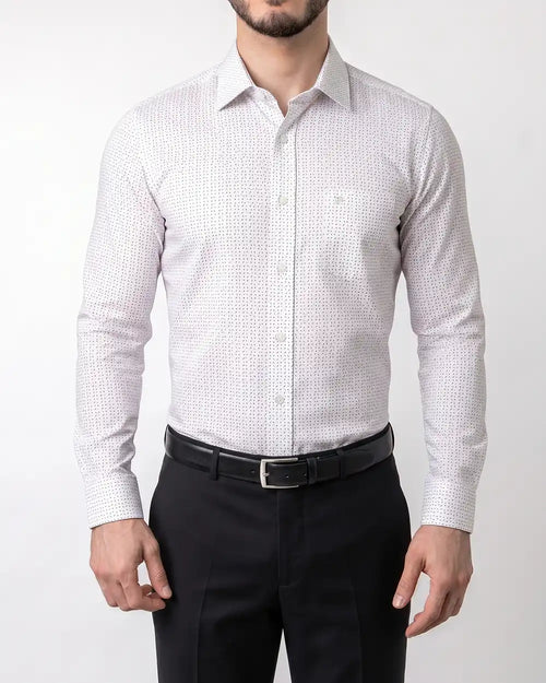 PX-0013501 Camisa de vestir slim fit minicheck bambú stretch blanco