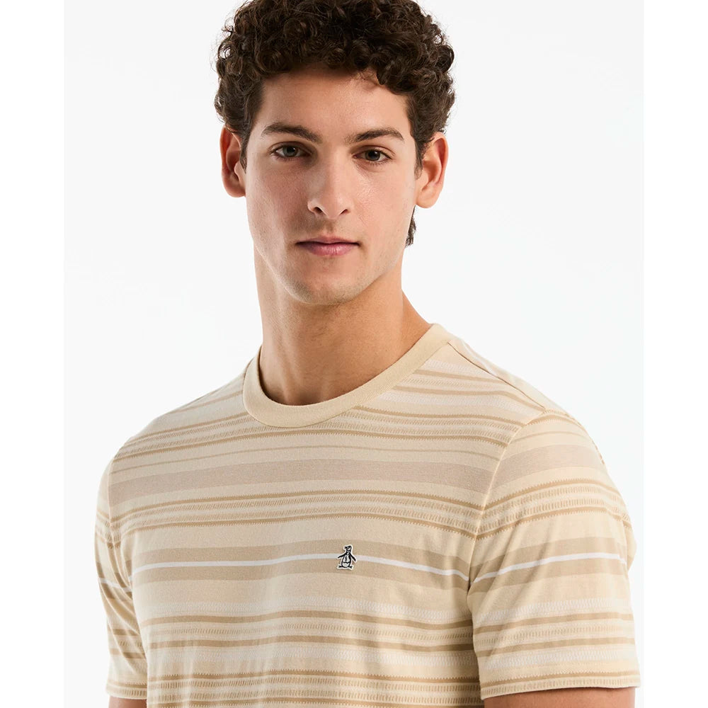 GK-M2609273 CAMISETA DE MANGA CORTA DE JACQUARD DE ALGODÓN CON RAYAS DISCONTINUAS