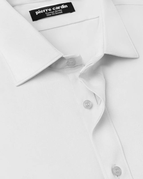 FA-0000101 Camisa de vestir slim fit manga larga total confort bambú stretch blanco