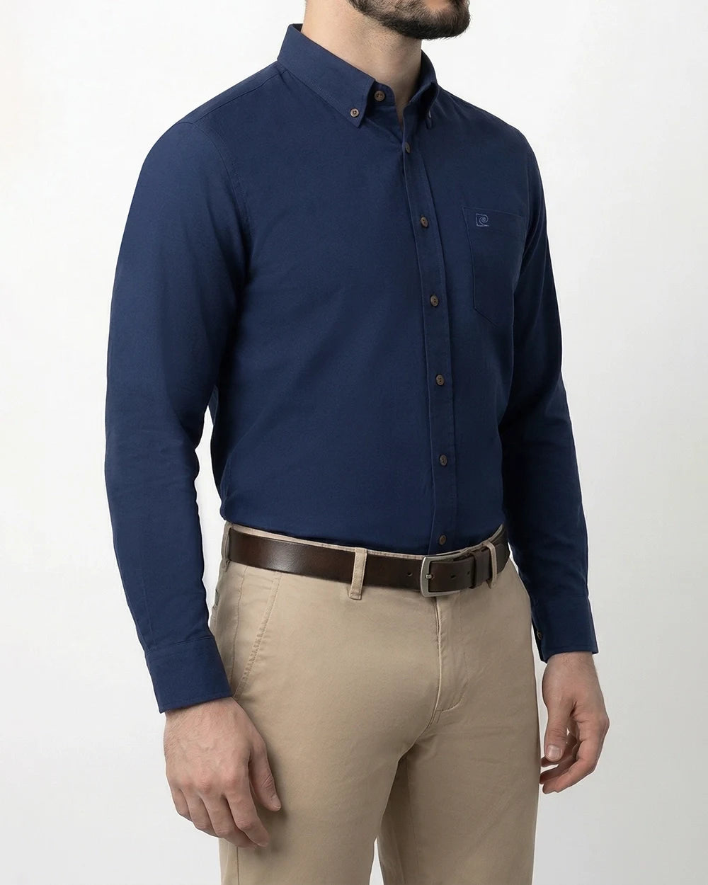 OX-0000901 Camisa de vestir slim fit oxford bambú stretch azul