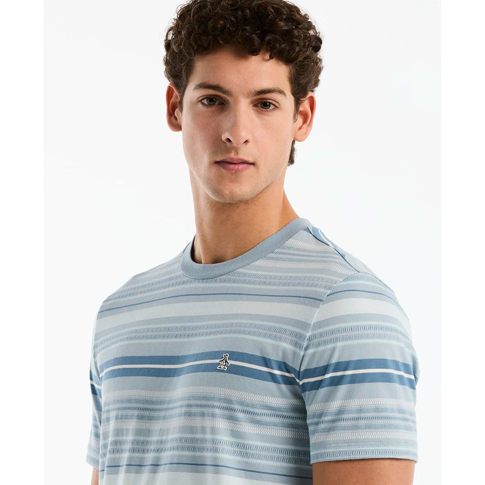 GK-M2609468 CAMISETA DE MANGA CORTA DE JACQUARD DE ALGODÓN CON RAYAS DISCONTINUAS