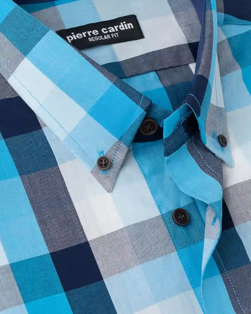 CP-0208202 Camisa casual regular fit cuadros azul