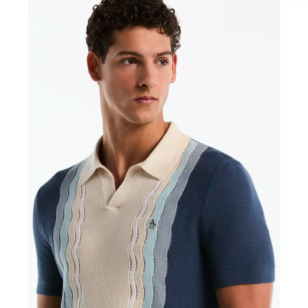 GG-M2602485 JERSEY DE MANGA CORTA CON CUELLO JOHNNY Y RAYAS VERTICALES