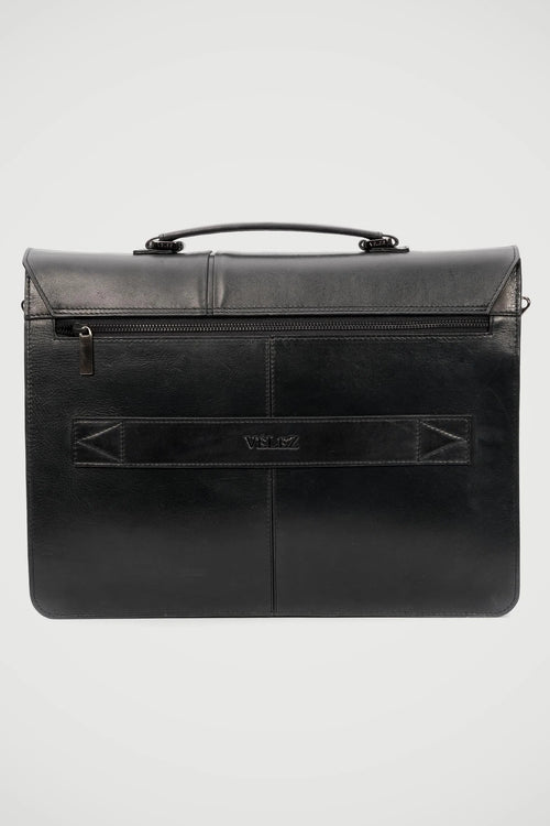 Maletin portatil aperto de cuero para hombre negro