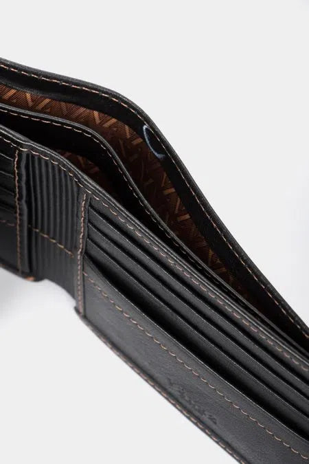 BILLETERA DE CUERO PARA HOMBRE COSTURAS CONTRASTE