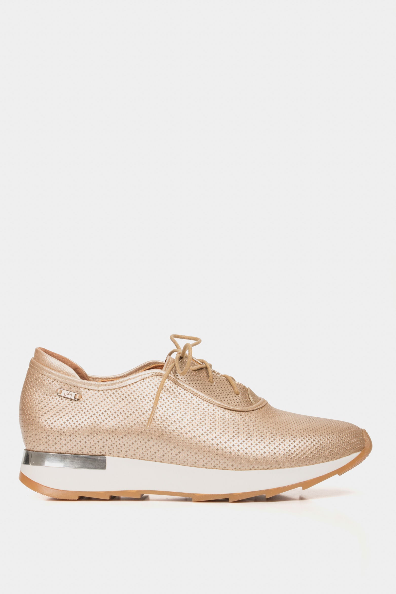 Zapatos cordón napoles de cuero para mujer de suela deportiva dorado