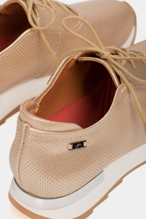 Zapatos cordón napoles de cuero para mujer de suela deportiva dorado