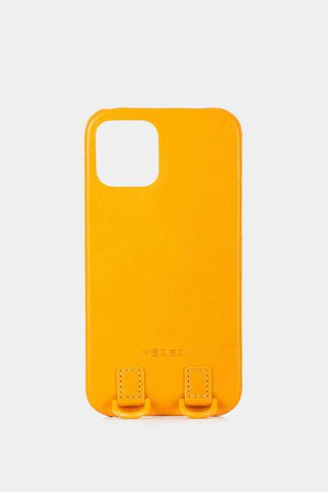 Case Iphone 12 bee de cuero para mujer cargadera reata amarillo