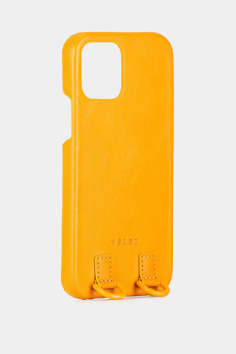 Case Iphone 12 bee de cuero para mujer cargadera reata amarillo