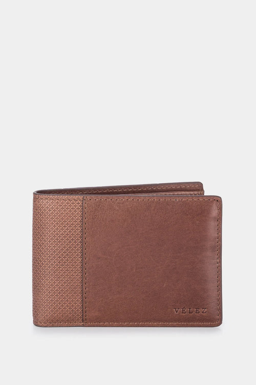Billetera draco de cuero para hombre mezcla de texturas cafe