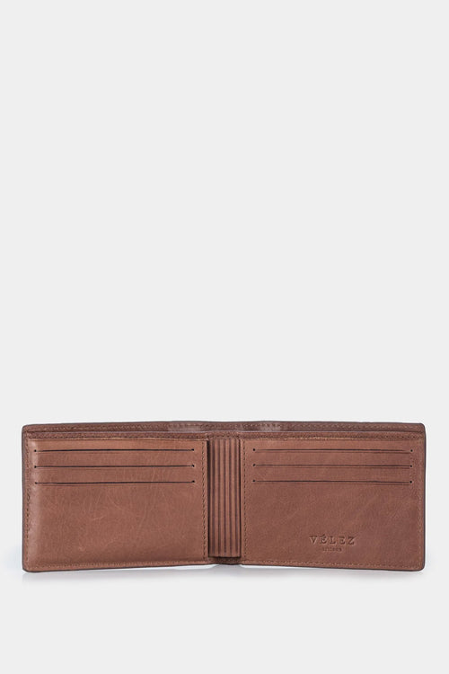 Billetera draco de cuero para hombre mezcla de texturas cafe