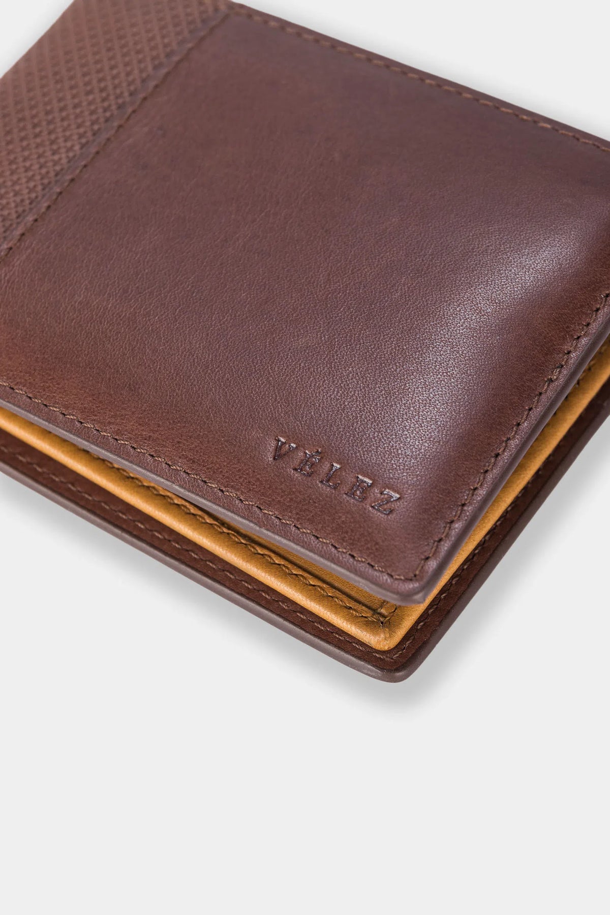 Billetera draco de cuero para hombre mezcla de texturas cafe