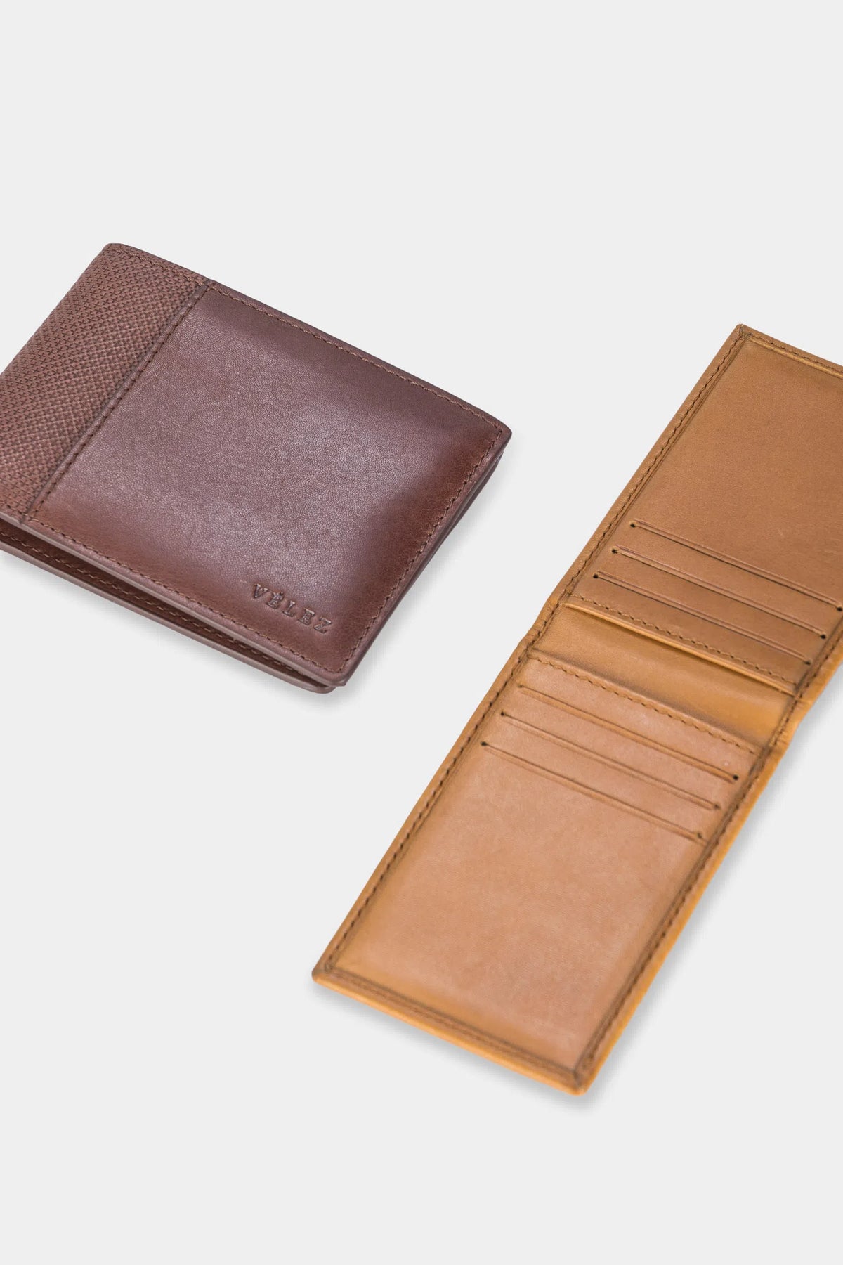 Billetera draco de cuero para hombre mezcla de texturas cafe