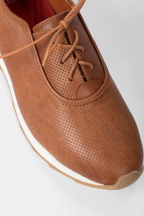 Zapatos cordón nápoles de cuero para mujer de suela deportiva Miel