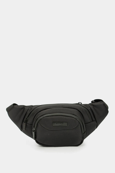 Bolso tipo riñonera para hombre en lona con bolsillo frontal