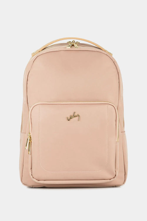 Morral purpura de cuero y lona para mujer cargaderas acolchodas