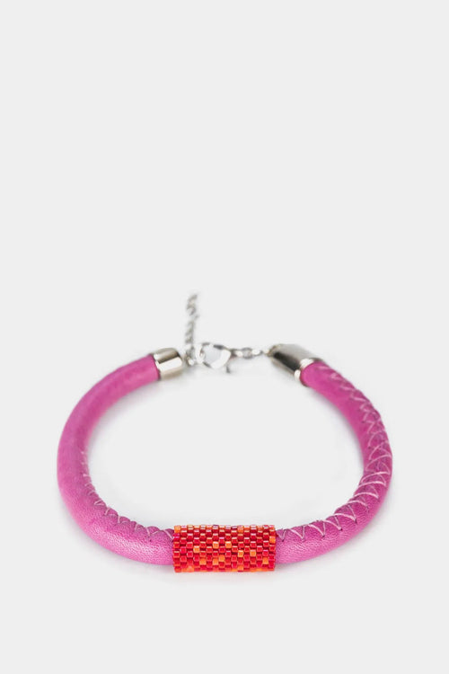 Pulsera dallas de cuero para mujer tejido miyuki