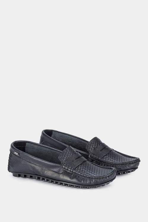 Mocasines denver de cuero para mujer grabado con placa