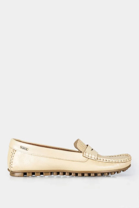 Mocasines denver de cuero para mujer grabado con placa