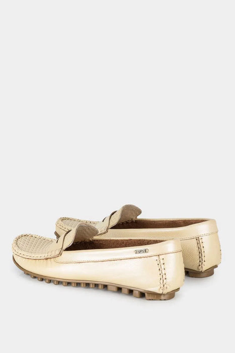 Mocasines denver de cuero para mujer grabado con placa