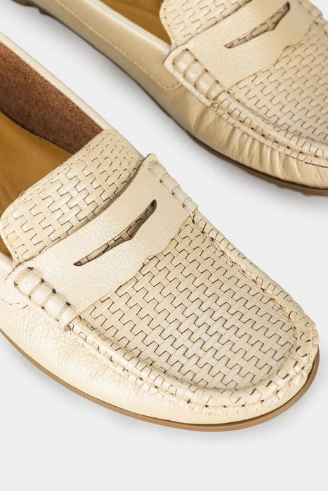 Mocasines denver de cuero para mujer grabado con placa