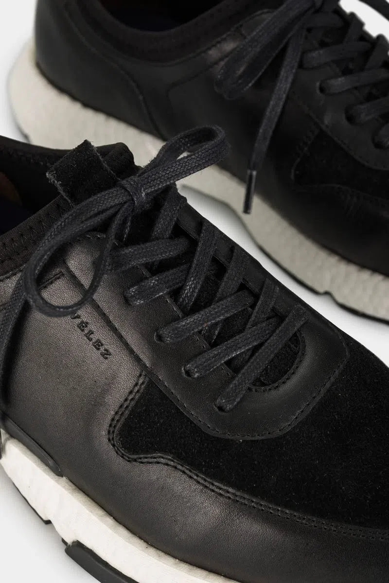 Tenis klee de cuero para hombre contraste de texturas
